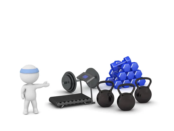 3D Character with Fitness Equipment — Stock Photo, Image