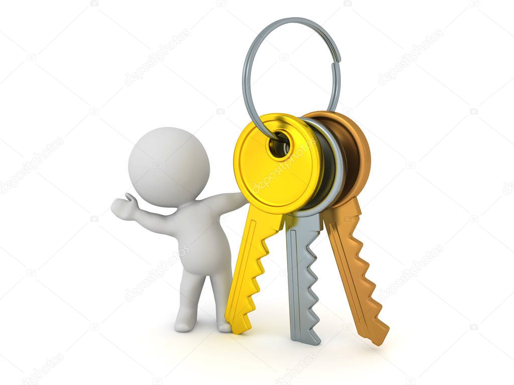 Character waving from behind colorful key chain