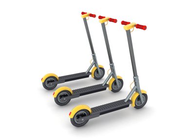 Bir sıra scooterın 3d canlandırması