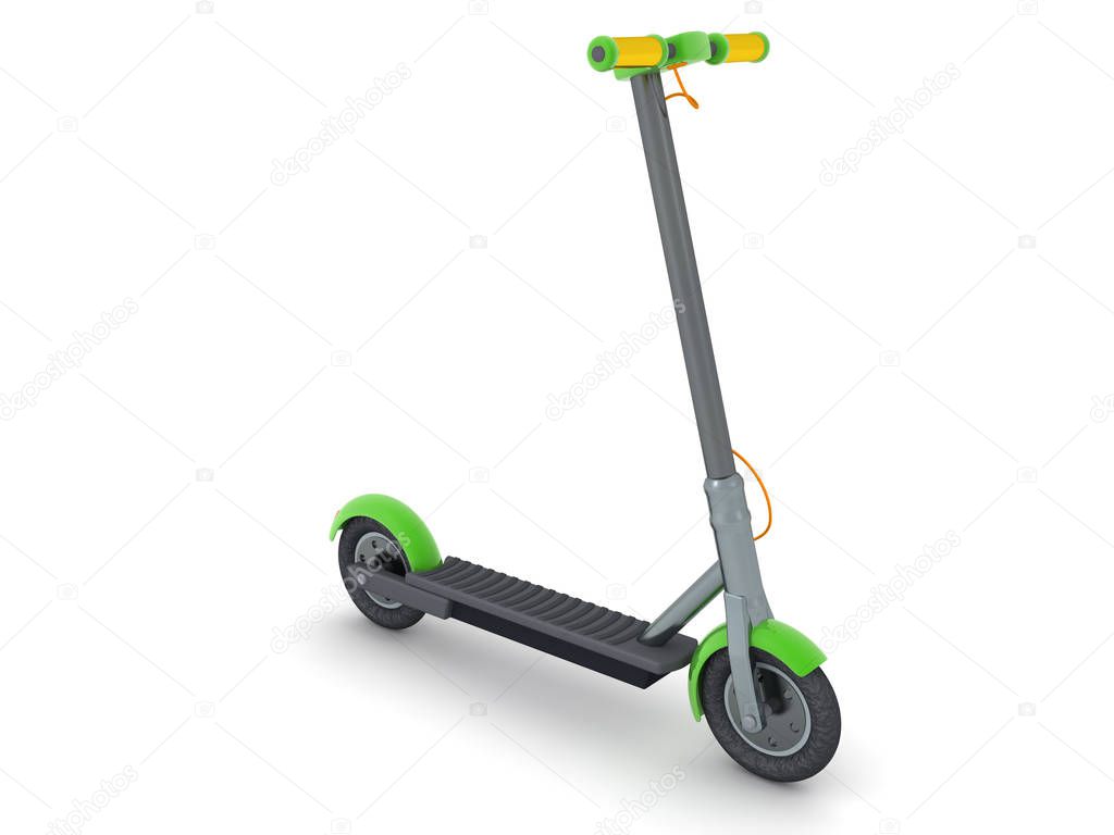 3D Rendering of a scooter with green highlights