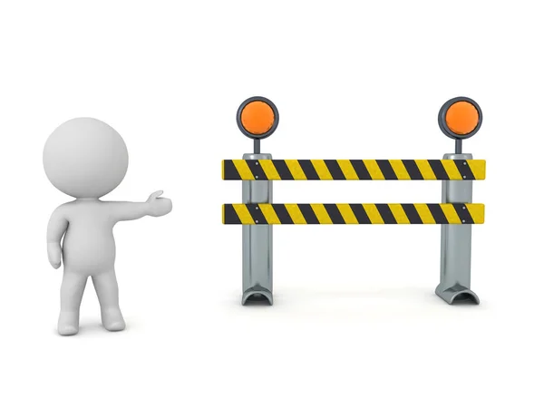 3D Character showing a road block — Stock Photo, Image