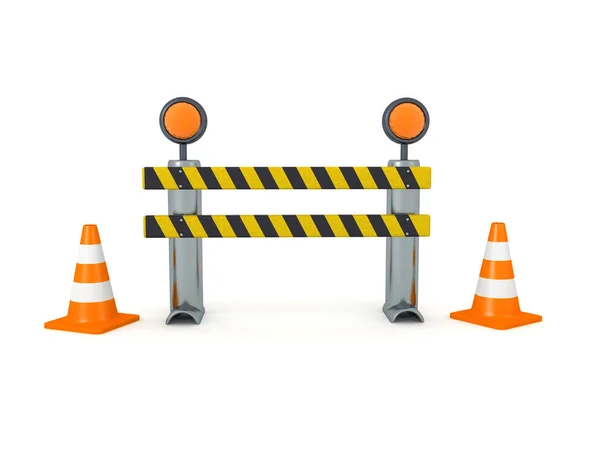3D Rendering of road block with traffic cones — Stock Photo, Image