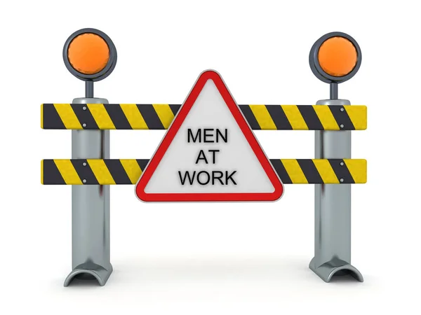 3d Weergave van mannen op het werk teken — Stockfoto