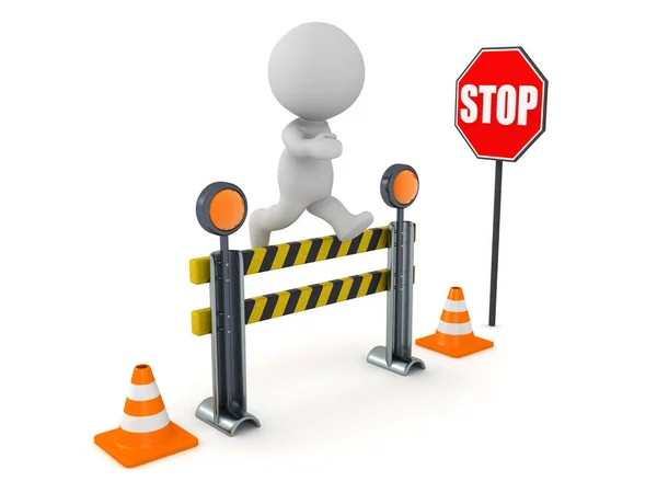 3D Character overcoming big road block — Stock Photo, Image