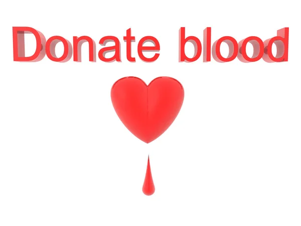 3D Text saying donate blood with heart and blood drop below — Stock Photo, Image