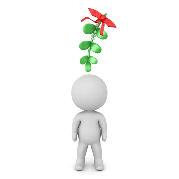 3D Character standing under mistletoe — Stock Photo, Image