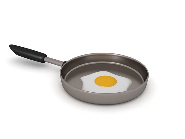 3d Αποτύπωση τηγανισμένου αυγού στο τηγάνι — Φωτογραφία Αρχείου
