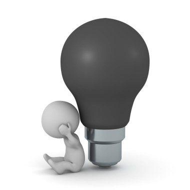 Hiçbir fikri olmayan üç boyutlu hüzünlü karakter.