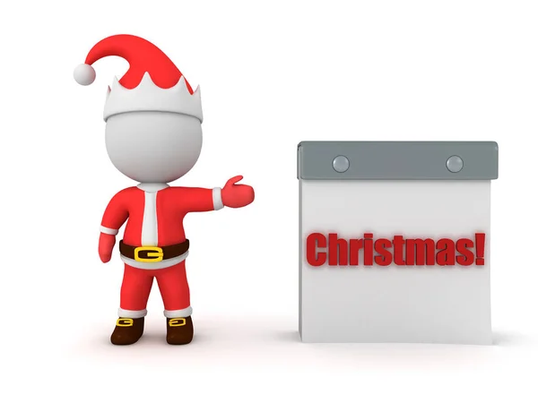 3D 산타 클로스 크리스마스 날짜 표시 — 스톡 사진