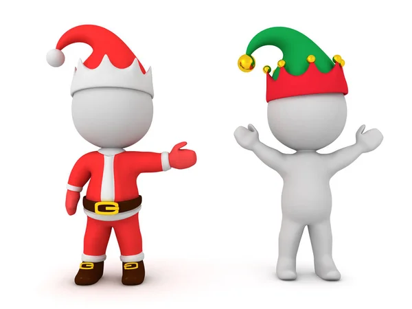 3D Santa Claus and Elf — Stock Photo, Image