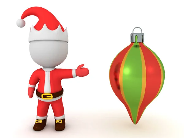 3D Papai Noel mostrando globo de Natal — Fotografia de Stock