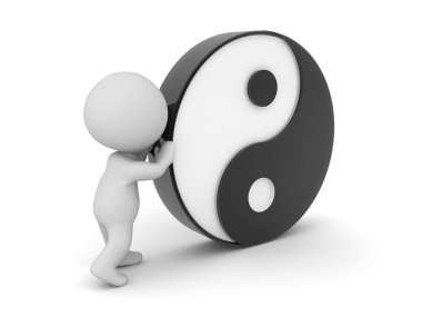 3D Karakter Yin ve Yang sembolü