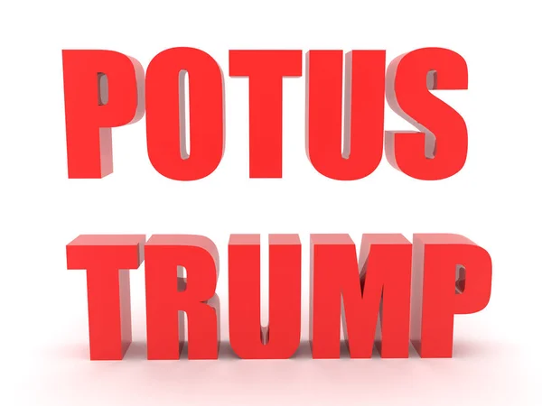 3D röd text som säger Potus Trump — Stockfoto