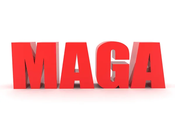 Texte rouge 3D disant MAGA rendre l'Amérique grande à nouveau — Photo