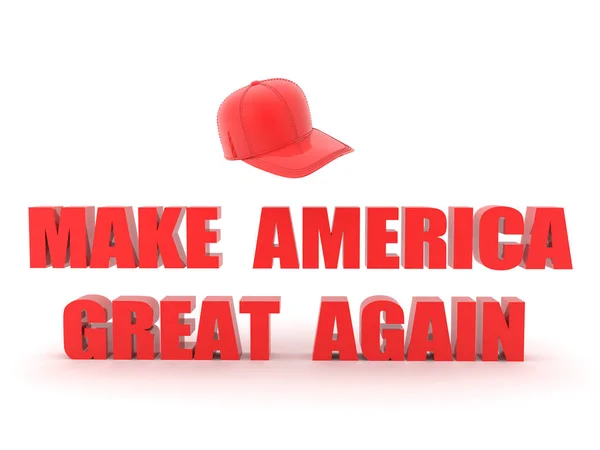 3D Red Hat with make America great again text below — Stock Photo, Image