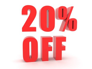 3D Red text saying 20 percent off