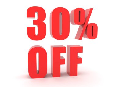 3D Red text saying 30 percent off