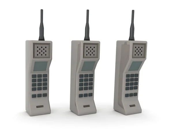 3D Rendering of three retro cellphones — Stock Photo, Image