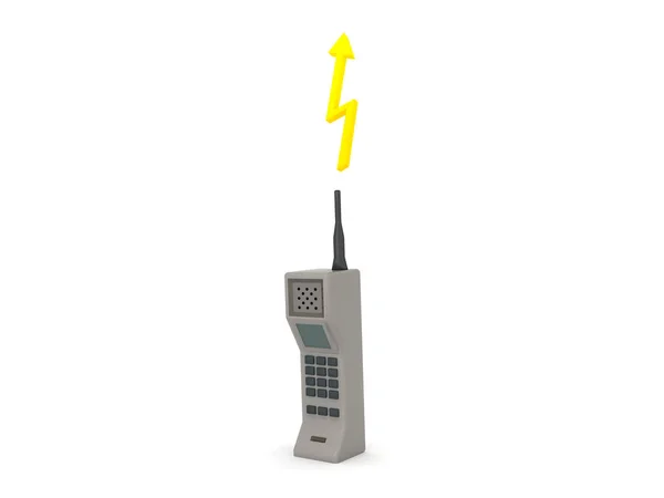 3D Retro brick cellphone with signal above it — 스톡 사진