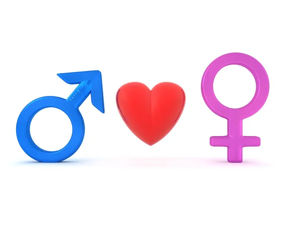 3D Символи, що зображують гетеросексуальну любов — стокове фото