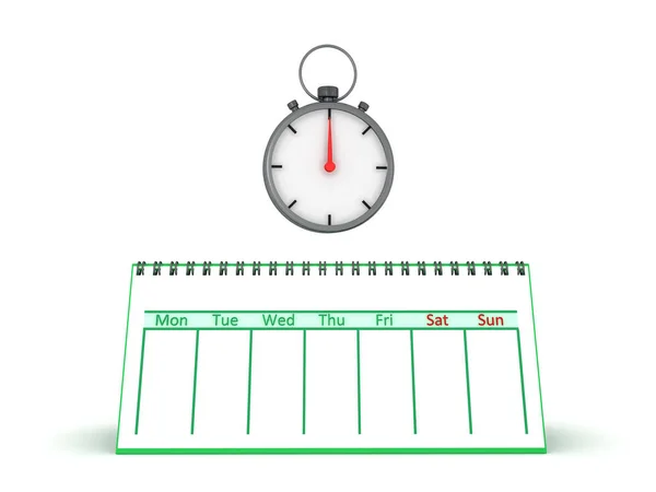 3D Rendering of empty calendar and stopwatch — Stockfoto