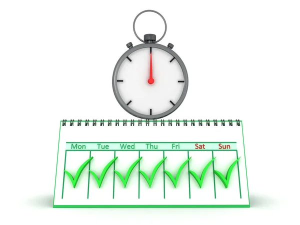 Representación 3D del calendario y cronómetro —  Fotos de Stock