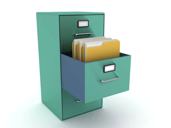 3D Rendering of file cabinet with folders in it — Stock Photo, Image