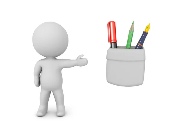 3D Character showing pocket protector — Stock Photo, Image