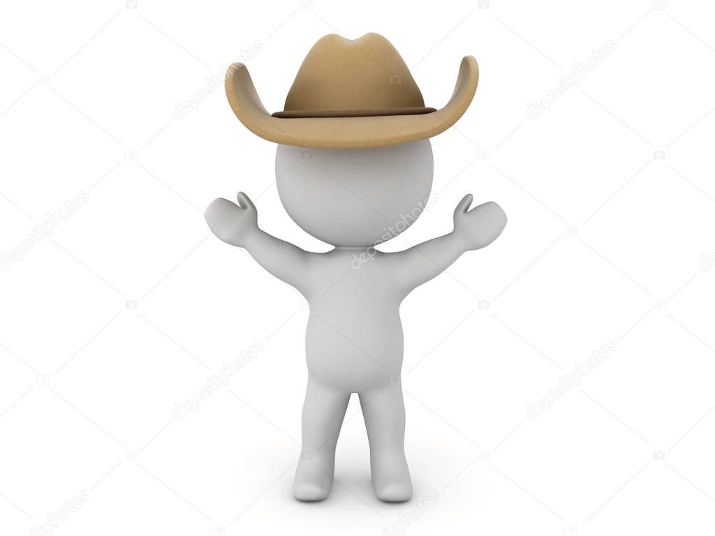 3D Cowboy with arms raised