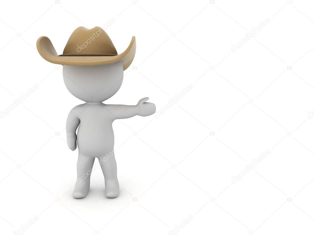 3D Cowboy showing to the right
