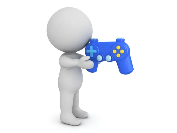 3D Character holding video game controller — 스톡 사진