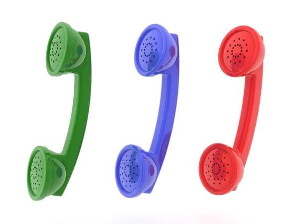 3色の電話機の3Dレンダリング 白で隔離された3Dレンダリング — ストック写真