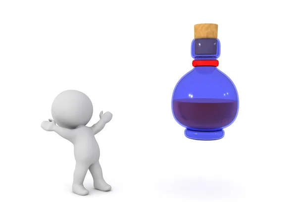 Character Looking Exicted Potion Bottle Rendering Isolated White — Stock Photo, Image