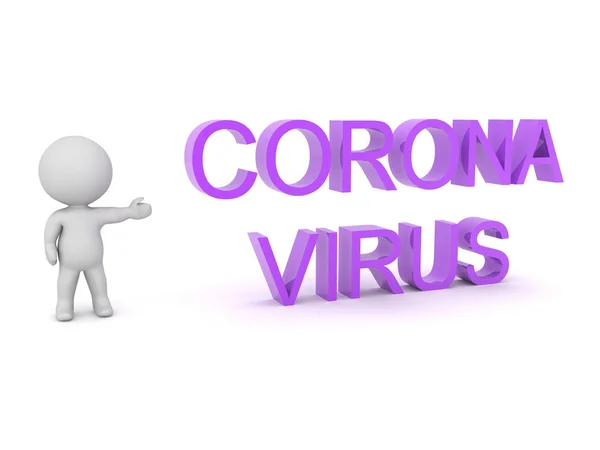 Характер Показує Текст Говорить Corona Virus Віддалені Білому — стокове фото