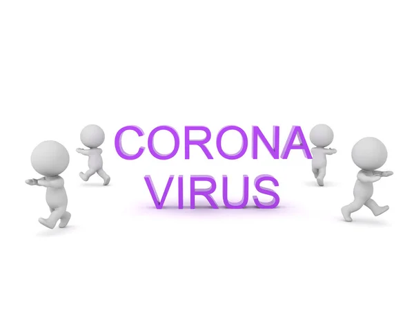 Характери Втікають Від Corona Virus Віддалені Білому — стокове фото