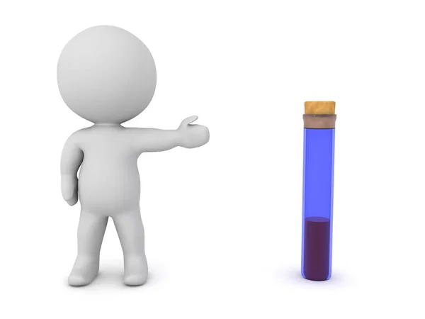 Character Showing Vial Rendering Isolated White — Stock Photo, Image