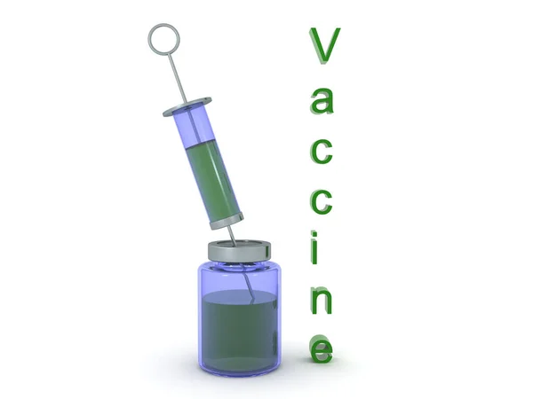 Rendering Syringe Serum Bottle Vaccine Text Side Rendering Isolated White — Stock Photo, Image