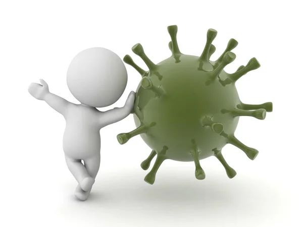 Personagem Apoiando Vírus Bactérias Germinativas Verde Escuras Rendering Isolado Branco — Fotografia de Stock