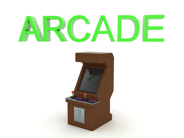 Renderização Gabinete Arcade Texto Arcade Acima Rendering Isolado Branco — Fotografia de Stock
