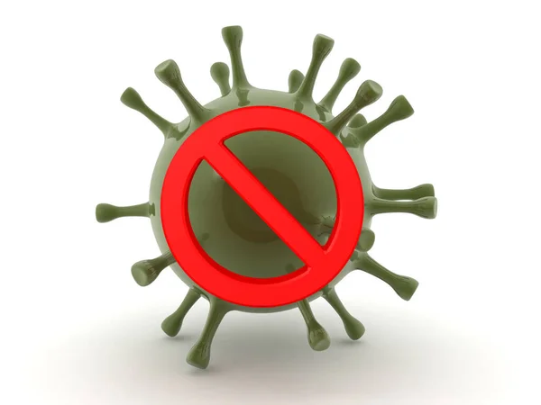 Representación Del Virus Bacterias Microbio Con Signo Prohibido Sobre Representación — Foto de Stock