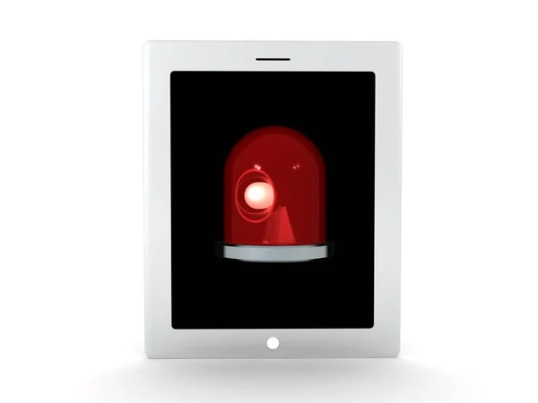 Tablet Con Luce Rossa Emergenza Esso Rendering Isolato Bianco — Foto Stock