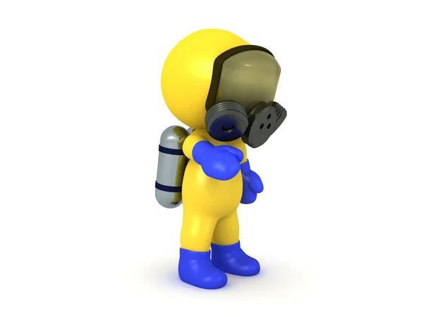 Character Wearing Hazmat Suit Extending Hand Rendering Isolated White — Stock Photo, Image