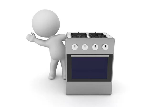 Character Waving Stove Rendering Isolated White — Stock Photo, Image