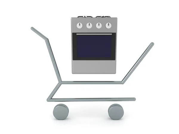 Rendering Shopping Icon Stove Rendering Isolated White — Stock Photo, Image