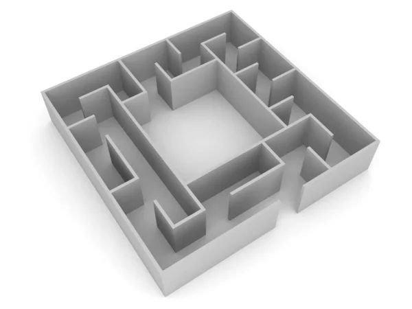 Renderização Labirinto Rendering Isolado Branco — Fotografia de Stock
