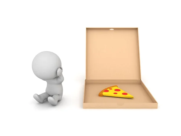 Personagem Estressado Lado Caixa Pizza Quase Vazia Rendering Isolado Branco — Fotografia de Stock