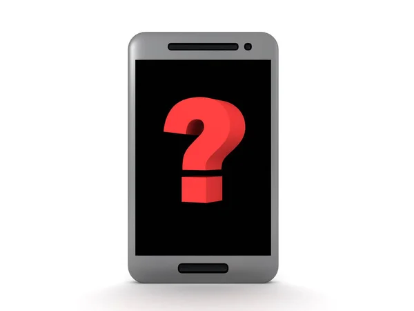 Renderização Smartphone Genérico Com Ponto Interrogação Sobre Ele Rendering Isolado — Fotografia de Stock