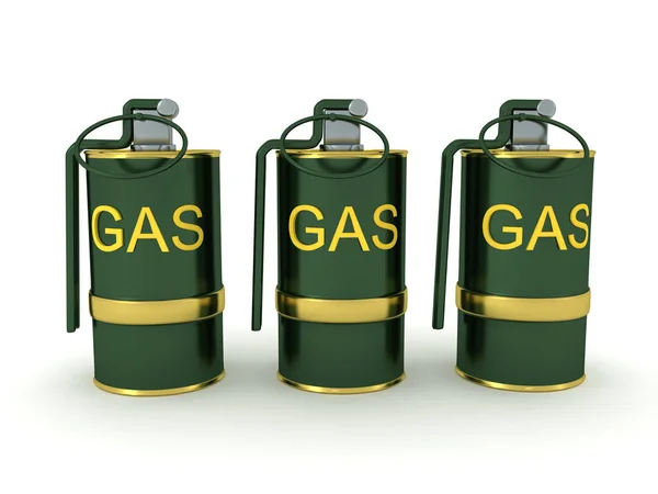 Representación Tres Granadas Gas Representación Aislada Blanco —  Fotos de Stock
