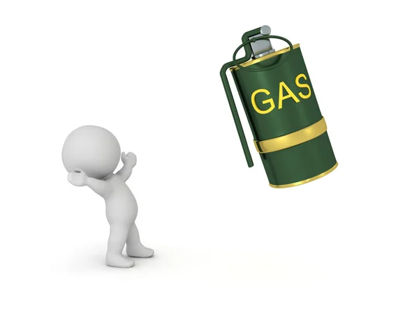 Character Looking Excited Gas Grenade Rendering Isolated White — Stock Photo, Image