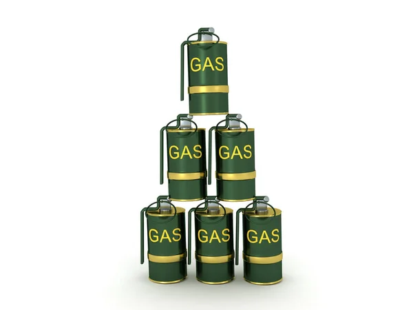 Representación Una Pila Granadas Gas Representación Aislada Blanco —  Fotos de Stock